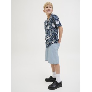 ΠΑΙΔΙΚΗ ΒΕΡΜΟΥΔΑ JEANS RELAXED FIT  JACK AND JONES JUNIOR ΓΑΛΑΖΙΟ ΑΓΟΡΙ 12269737