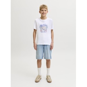 ΠΑΙΔΙΚΗ ΜΠΛΟΥΖΑ T-SHIRT SKULL ON THE BEACH JACK AND JONES JUNIOR ΑΣΠΡΟ ΑΓΟΡΙ 12289939
