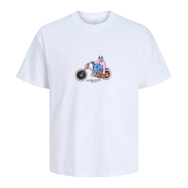 ΠΑΙΔΙΚΗ ΜΠΛΟΥΖΑ T-SHIRT SKULL BIKER JACK AND JONES JUNIOR ΑΣΠΡΟ ΑΓΟΡΙ 12293680