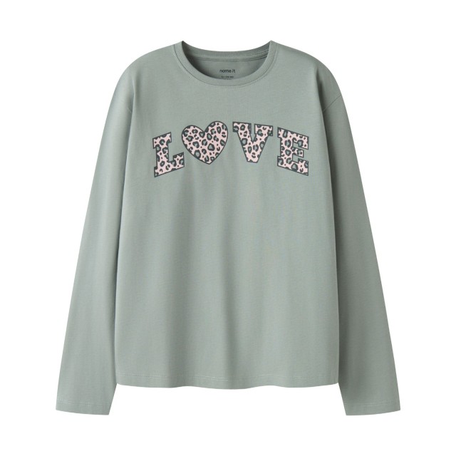 ΠΑΙΔΙΚΗ ΜΠΛΟΥΖΑ ΜΑΚΡΥΜΑΝΙΚΗ ANIMAL PRINT LOVE NAME IT ΠΡΑΣΙΝΟ ΚΟΡΙΤΣΙ 13260572