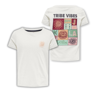 ΠΑΙΔΙΚΗ ΜΠΛΟΥΖΑ T-SHIRT ΜΕ ΣΤΑΜΠΑ ΣΤΗΝ ΠΛΑΤΗ TRIBE VIBES KIDS ONLY ΑΣΠΡΟ ΚΟΡΙΤΣΙ 15343370
