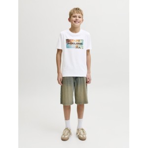 ΠΑΙΔΙΚΗ ΜΠΛΟΥΖΑ T-SHIRT ΦΟΙΝΙΚΕΣ JACK AND JONES JUNIOR ΑΣΠΡΟ ΑΓΟΡΙ 12289947