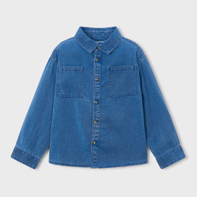 ΠΑΙΔΙΚΟ ΠΟΥΚΑΜΙΣΟ ΜΑΚΡΥΜΑΝΙΚΟ ΤΖΙΝ SOFT DENIM MAYORAL ΜΠΛΕ ΑΓΟΡΙ 16-04103-002