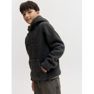 ΠΑΙΔΙΚΟ ΦΟΥΤΕΡ FLEECE ΠΡΟΒΑΤΟ ΜΕ ΚΟΥΚΟΥΛΑ JACK AND JONES JUNIOR ΜΑΥΡΟ ΑΓΟΡΙ 12286858