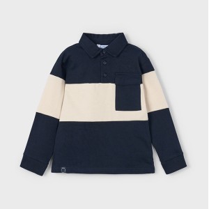 ΠΑΙΔΙΚΗ ΜΠΛΟΥΖΑ ΜΑΚΡΥΜΑΝΙΚΗ POLO COLOR BLOCK MAYORAL ΜΠΛΕ ΑΓΟΡΙ 15-04121-019