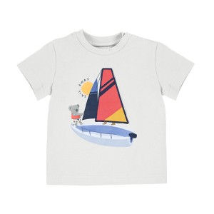 ΠΑΙΔΙΚΗ ΜΠΛΟΥΖΑ T-SHIRT 3D ΚΑΡΑΒΙ MAYORAL ΑΣΠΡΟ ΑΓΟΡΙ 22-01007-049