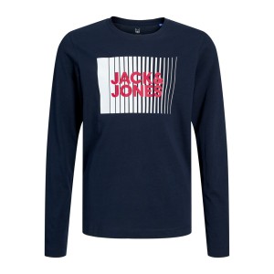 ΠΑΙΔΙΚΗ ΜΠΛΟΥΖΑ ΜΑΚΡΥΜΑΝΙΚΗ LOGO WITH LINES JACK AND JONES JUNIOR ΜΠΛΕ ΑΓΟΡΙ 12244209