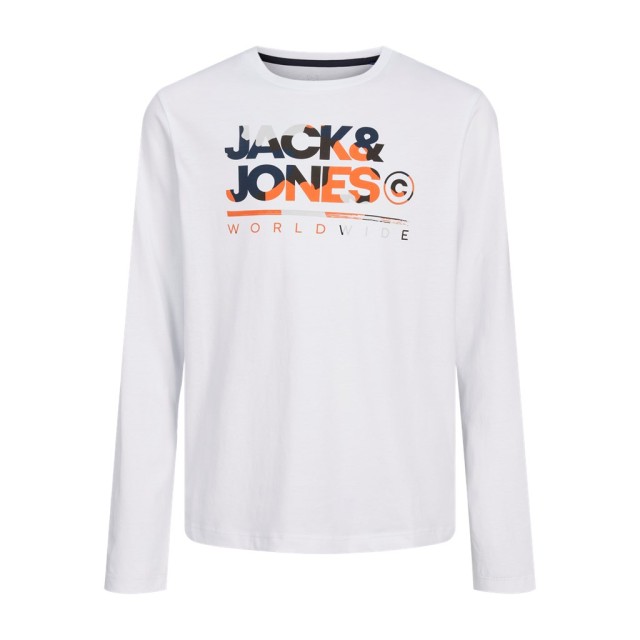 ΠΑΙΔΙΚΗ ΜΠΛΟΥΖΑ ΜΑΚΡΥΜΑΝΙΚΗ WORLWIDE LOGO JACK  JONES JUNIOR ΑΣΠΡΟ ΑΓΟΡΙ 12259498