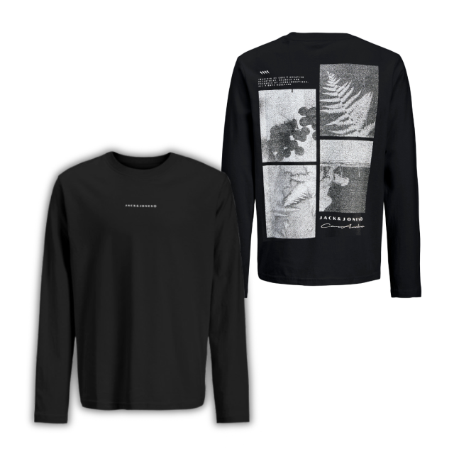 ΠΑΙΔΙΚΗ ΜΠΛΟΥΖΑ ΜΑΚΡΥΜΑΝΙΚΗ BLACK AND WHITE JACK AND JONES JUNIOR ΜΑΥΡΟ ΑΓΟΡΙ 12293618