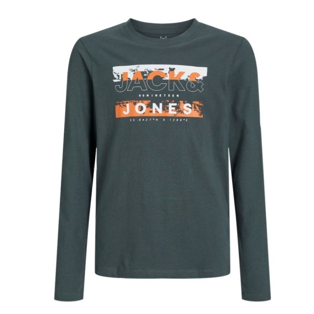 ΠΑΙΔΙΚΗ ΜΠΛΟΥΖΑ ΜΑΚΡΥΜΑΝΙΚΗ ΜΕ ΣΤΑΜΠΑ JACK AND JONES JUNIOR ΓΚΡΙ ΑΓΟΡΙ 12271368