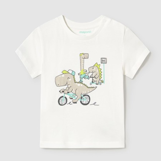 ΠΑΙΔΙΚΗ ΜΠΛΟΥΖΑ T-SHIRT DINO MAYORAL ΑΣΠΡΟ ΑΓΟΡΙ 25-01062-057