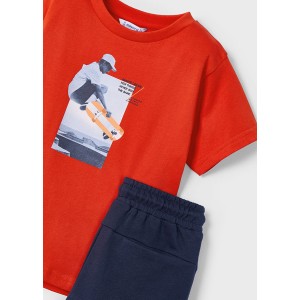 ΠΑΙΔΙΚΟ ΣΕΤ 2 ΤΜΧ ΜΠΛΟΥΖΑ T-SHIRT KAI ΒΕΡΜΟΥΔΑ SKATE MAYORAL ΚΟΚΚΙΝΟ ΜΠΛΕ ΑΓΟΡΙ 25-03607-012