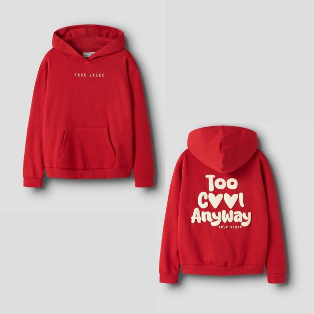 ΠΑΙΔΙΚΟ ΦΟΥΤΕΡ ΜΕ ΚΟΥΚΟΥΛΑ BACK PRINT TRUE VIBES NAME IT ΚΟΚΚΙΝΟ ΚΟΡΙΤΣΙ 13258994