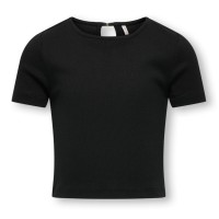 ΠΑΙΔΙΚΗ ΜΠΛΟΥΖΑ T-SHIRT RIB ME ΑΝΟΙΓΜΑ ΚΑΙ ΔΙΑΚΟΣΜΗΤΙΚΕΣ ΚΑΡΔΟΥΛΕΣ ΣΤΗΝ ΠΛΑΤΗ KIDS ONLY ΜΑΥΡΟ ΚΟΡΙΤΣΙ 15342476