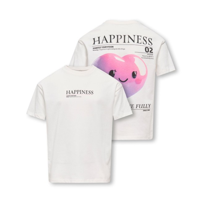 ΠΑΙΔΙΚΗ ΜΠΛΟΥΖΑ T-SHIRT BACK PRINT HAPPINESS HEART KIDS ONLY ΑΣΠΡΟ ΚΟΡΙΤΣΙ 15370495
