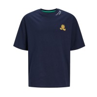 ΠΑΙΔΙΚΗ ΜΠΛΟΥΖΑ T-SHIRT ΜΕ ΣΤΑΜΠΑ ΠΛΑΤΗΣ ONE CLUB OVERSIZED FIT JACK AND JONES JUNIOR ΜΠΛΕ NAVY ΑΓΟΡΙ 12254238