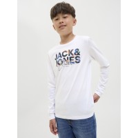 ΠΑΙΔΙΚΗ ΜΠΛΟΥΖΑ ΜΑΚΡΥΜΑΝΙΚΗ COLOR SPLASH JACK AND JONES JUNIOR ΑΣΠΡΟ ΑΓΟΡΙ 12279841
