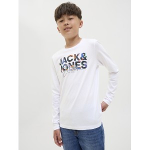 ΠΑΙΔΙΚΗ ΜΠΛΟΥΖΑ ΜΑΚΡΥΜΑΝΙΚΗ COLOR SPLASH JACK AND JONES JUNIOR ΑΣΠΡΟ ΑΓΟΡΙ 12279841