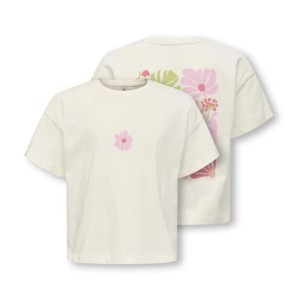 ΠΑΙΔΙΚΗ ΜΠΛΟΥΖΑ T-SHIRT FLOWERS LOOSE FIT KIDS ONLY ΑΣΠΡΟ ΚΟΡΙΤΣΙ 15346644