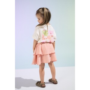 ΠΑΙΔΙΚΗ ΜΠΛΟΥΖΑ T-SHIRT FLOWERS LOOSE FIT KIDS ONLY ΑΣΠΡΟ ΚΟΡΙΤΣΙ 15346644