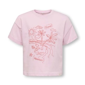 ΠΑΙΔΙΚΗ ΜΠΛΟΥΖΑ T-SHIRT BEACH LOOSE FIT KIDS ONLY ΡΟΖ ΚΟΡΙΤΣΙ 15346644