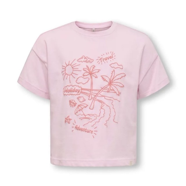 ΠΑΙΔΙΚΗ ΜΠΛΟΥΖΑ T-SHIRT BEACH LOOSE FIT KIDS ONLY ΡΟΖ ΚΟΡΙΤΣΙ 15346644
