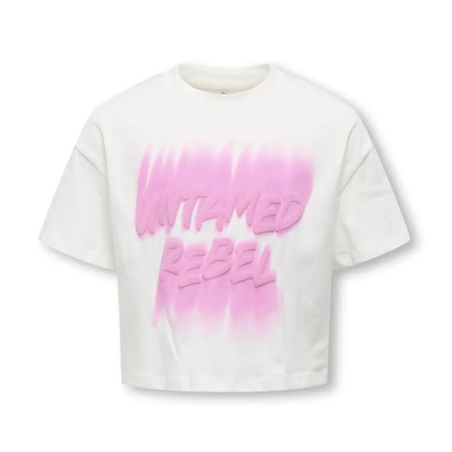 ΠΑΙΔΙΚΗ ΜΠΛΟΥΖΑ T-SHIRT CROP ΜΕ ΑΝΑΓΛΥΦΑ ΓΡΑΜΜΑΤΑ KIDS ONLY ΑΣΠΡΟ ΚΟΡΙΤΣΙ 15347328