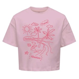 ΠΑΙΔΙΚΗ ΜΠΛΟΥΖΑ T-SHIRT LOOSE FIT HOLIDAYS KIDS ONLY ΡΟΖ ΚΟΡΙΤΣΙ 15354280