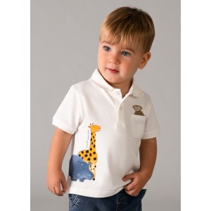 ΠΑΙΔΙΚΗ ΜΠΛΟΥΖΑ T-SHIRT POLO ΣΤΑΜΠΩΤΟ ΖΩΑΚΙΑ MAYORAL ΚΡΕΜ ΑΓΟΡΙ 26-01108-016