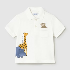 ΠΑΙΔΙΚΗ ΜΠΛΟΥΖΑ T-SHIRT POLO ΣΤΑΜΠΩΤΟ ΖΩΑΚΙΑ MAYORAL ΚΡΕΜ ΑΓΟΡΙ 26-01108-016