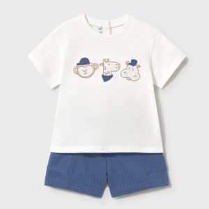 ΠΑΙΔΙΚΟ ΣΕΤ 2 ΤΜΧ ΜΠΛΟΥΖΑ T-SHIRT ΚΑΙ ΒΕΡΜΟΥΔΑ ΑΝΑΓΛΥΦΗ ΖΩΑΚΙΑ MAYORAL ΜΠΛΕ ΑΣΠΡΟ ΑΓΟΡΙ 26-01665-032