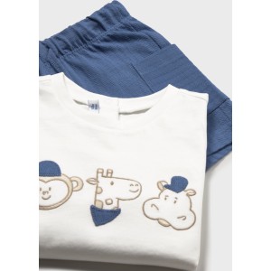 ΠΑΙΔΙΚΟ ΣΕΤ 2 ΤΜΧ ΜΠΛΟΥΖΑ T-SHIRT ΚΑΙ ΒΕΡΜΟΥΔΑ ΑΝΑΓΛΥΦΗ ΖΩΑΚΙΑ MAYORAL ΜΠΛΕ ΑΣΠΡΟ ΑΓΟΡΙ 26-01665-032