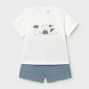 ΠΑΙΔΙΚΟ ΣΕΤ 2 ΤΜΧ ΜΠΛΟΥΖΑ T-SHIRT ΚΑΙ ΒΕΡΜΟΥΔΑ ΑΝΑΓΛΥΦΗ ΣΚΥΛΑΚΙΑ MAYORAL ΠΕΤΡΟΛ ΑΣΠΡΟ ΑΓΟΡΙ 26-01665-031