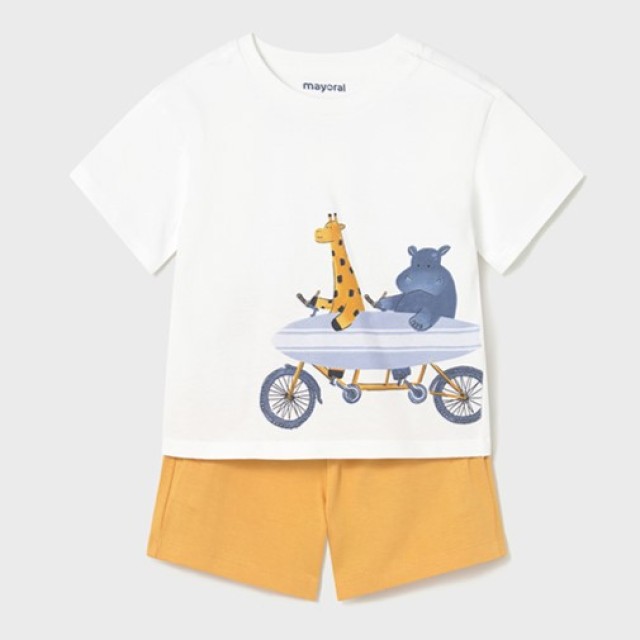 ΠΑΙΔΙΚΟ ΣΕΤ 2 ΤΜΧ ΜΠΛΟΥΖΑ T-SHIRT ΚΑΙ ΒΕΡΜΟΥΔΑ SUMMER FRIENDS MAYORAL ΑΣΠΡΟ ΠΟΡΤΟΚΑΛΙ ΑΓΟΡΙ 26-01670-044