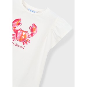ΠΑΙΔΙΚΗ ΜΠΛΟΥΖΑ T-SHIRT ΜΕ ΒΟΛΑΝ ΣΤΑ ΜΑΝΙΚΙΑ ΚΑΒΟΥΡΑΣ MAYORAL ΕΚΡΟΥ ΚΟΡΙΤΣΙ 26-03007-082