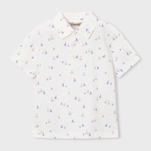ΠΑΙΔΙΚΗ ΜΠΛΟΥΖΑ T-SHIRT POLO ΣΤΑΜΠΩΤΟ MAYORAL ΑΣΠΡΟ ΑΓΟΡΙ 26-03101-023