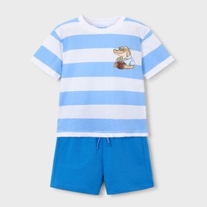 ΠΑΙΔΙΚΟ ΣΕΤ 2 ΤΜΧ ΜΠΛΟΥΖΑ T-SHIRT ΡΙΓΕ CROCO ΚΑΙ ΒΕΡΜΟΥΔΑ MAYORAL ΓΑΛΑΖΙΟ ΑΓΟΡΙ 26-03602-024