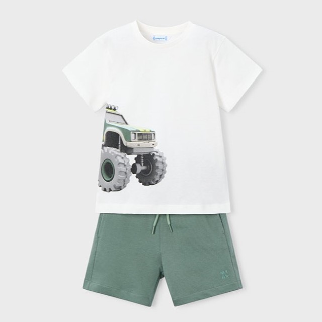 ΠΑΙΔΙΚΟ ΣΕΤ 2 ΤΜΧ ΜΠΛΟΥΖΑ T-SHIRT ΚΑΙ ΒΕΡΜΟΥΔΑ  4x4  MAYORAL ΠΡΑΣΙΝΟ ΑΓΟΡΙ 26-03605-039