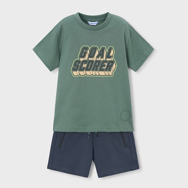 ΠΑΙΔΙΚΟ ΣΕΤ 2 ΤΜΧ ΜΠΛΟΥΖΑ T-SHIRT ΚΑΙ ΒΕΡΜΟΥΔΑ ΜΕ ΦΕΡΜΟΥΑΡ GOAL MAYORAL ΠΡΑΣΙΝΟ ΑΓΟΡΙ 26-03606-047