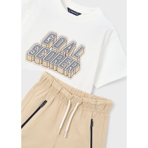 ΠΑΙΔΙΚΟ ΣΕΤ 2 ΤΜΧ ΜΠΛΟΥΖΑ T-SHIRT ΚΑΙ ΒΕΡΜΟΥΔΑ ΜΕ ΦΕΡΜΟΥΑΡ GOAL MAYORAL ΚΡΕΜ ΑΓΟΡΙ 26-03606-045