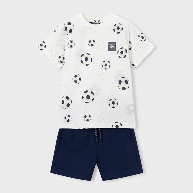 ΠΑΙΔΙΚΟ ΣΕΤ 2 ΤΜΧ ΜΠΛΟΥΖΑ T-SHIRT ΚΑΙ ΒΕΡΜΟΥΔΑ SOCCER MAYORAL ΜΠΛΕ ΑΓΟΡΙ 26-03607-080