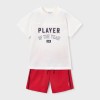 ΠΑΙΔΙΚΟ ΣΕΤ 2 ΤΜΧ ΜΠΛΟΥΖΑ T-SHIRT ΚΑΙ ΒΕΡΜΟΥΔΑ PLAYER MAYORAL ΑΣΠΡΟ ΚΟΚΚΙΝΟ ΑΓΟΡΙ 26-03608-052