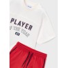 ΠΑΙΔΙΚΟ ΣΕΤ 2 ΤΜΧ ΜΠΛΟΥΖΑ T-SHIRT ΚΑΙ ΒΕΡΜΟΥΔΑ PLAYER MAYORAL ΑΣΠΡΟ ΚΟΚΚΙΝΟ ΑΓΟΡΙ 26-03608-052