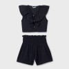 ΠΑΙΔΙΚΟ ΣΕΤ 2 ΤΜΧ ΜΠΛΟΥΖΑ T-SHIRT CROP ΜΕ ΒΟΛΑΝ ΚΑΙ ΣΟΡΤΣ MAYORAL ΜΑΥΡΟ ΚΟΡΙΤΣΙ 26-06207-079