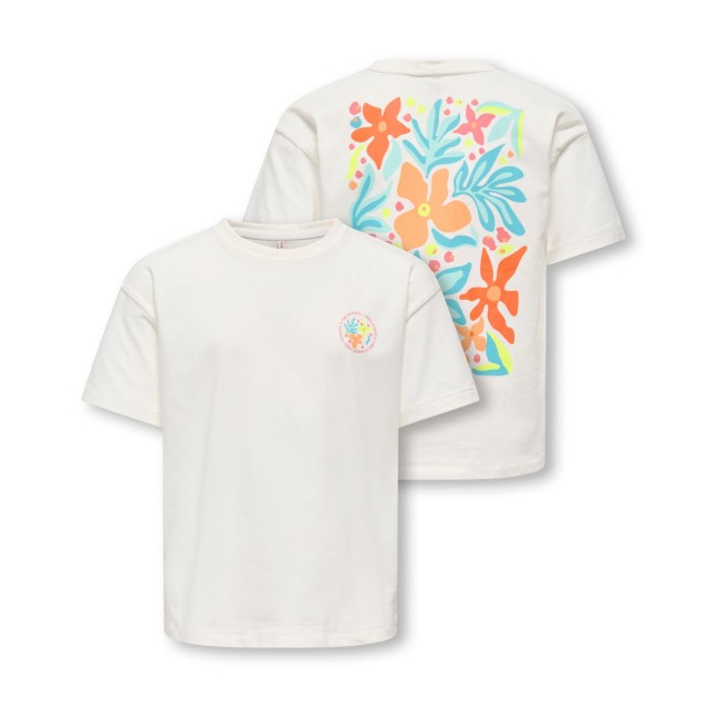 ΠΑΙΔΙΚΗ ΜΠΛΟΥΖΑ T-SHIRT BACK PRINT FLOWERS KIDS ONLY ΑΣΠΡΟ ΚΟΡΙΤΣΙ 15370261