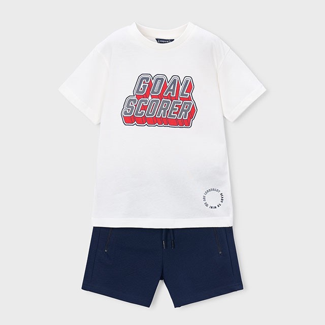 ΠΑΙΔΙΚΟ ΣΕΤ 2 ΤΜΧ ΜΠΛΟΥΖΑ T-SHIRT ΚΑΙ ΒΕΡΜΟΥΔΑ ΜΕ ΦΕΡΜΟΥΑΡ GOAL MAYORAL ΜΠΛΕ ΑΓΟΡΙ 26-03606-048