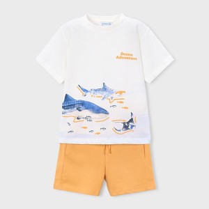 ΠΑΙΔΙΚΟ ΣΕΤ 2 ΤΜΧ ΜΠΛΟΥΖΑ T-SHIRT ΚΑΙ ΒΕΡΜΟΥΔΑ ΚΑΡΧΑΡΙΕΣ MAYORAL ΑΣΠΡΟ ΠΟΡΤΟΚΑΛΙ ΑΓΟΡΙ 26-03610-062
