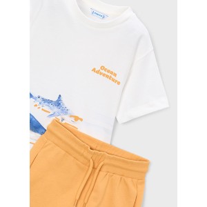ΠΑΙΔΙΚΟ ΣΕΤ 2 ΤΜΧ ΜΠΛΟΥΖΑ T-SHIRT ΚΑΙ ΒΕΡΜΟΥΔΑ ΚΑΡΧΑΡΙΕΣ MAYORAL ΑΣΠΡΟ ΠΟΡΤΟΚΑΛΙ ΑΓΟΡΙ 26-03610-062