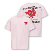 ΠΑΙΔΙΚΗ ΜΠΛΟΥΖΑ T-SHIRT BACK PRINT I WEAR MY HEART ON KIDS ONLY ΡΟΖ ΚΟΡΙΤΣΙ 15369500