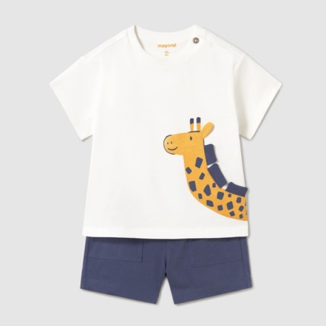 ΠΑΙΔΙΚΟ ΣΕΤ 2 ΤΜΧ ΜΠΛΟΥΖΑ T-SHIRT ΚΑΙ ΒΕΡΜΟΥΔΑ ΚΑΜΗΛΟΠΑΡΔΑΛΗ MAYORAL ΑΣΠΡΟ ΜΠΛΕ ΑΓΟΡΙ 26-01668-024